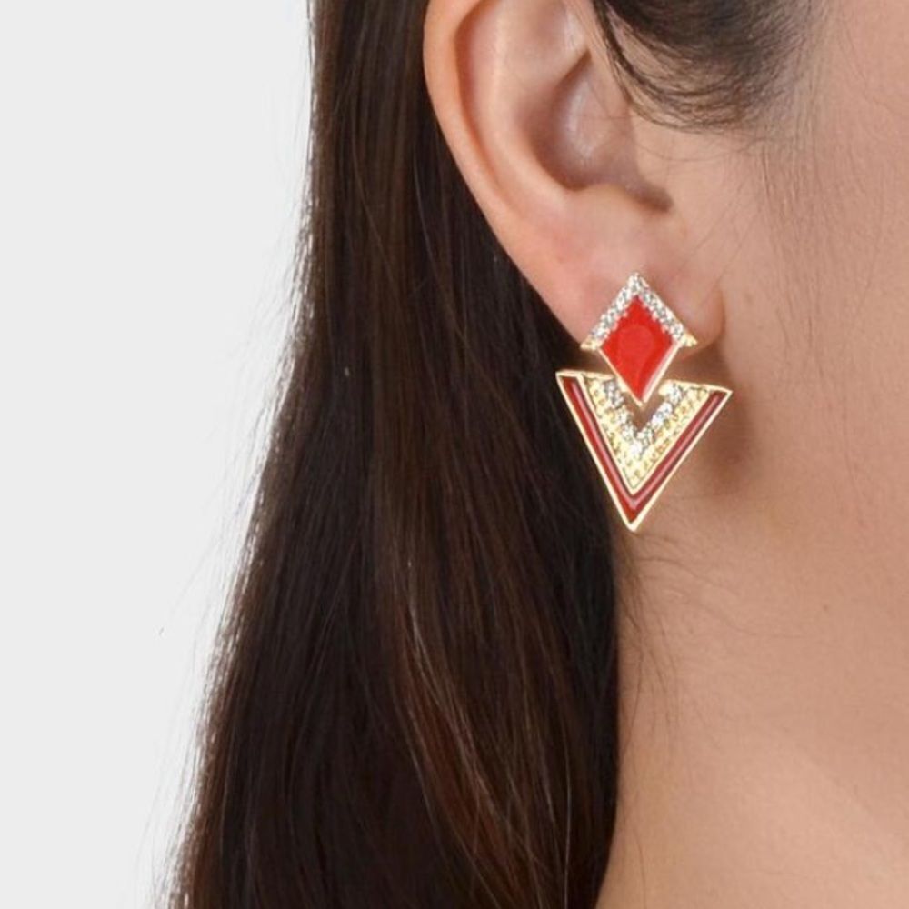 3for$20 Rhinestone Geo Decor Earrings